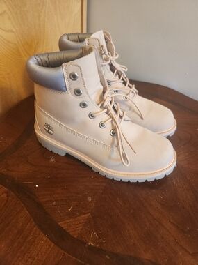 Timberland Womens Light Pink Lace-Up Padded Collar Boots